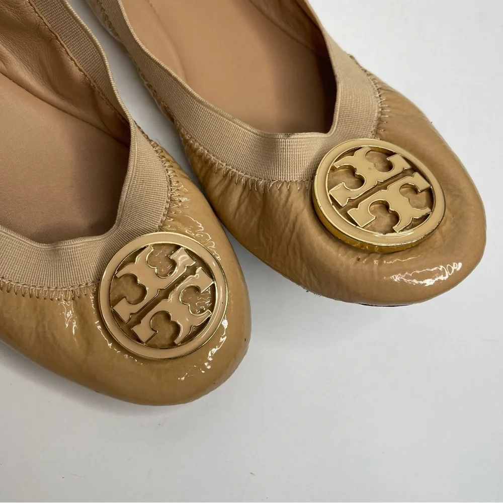 TORY BURCH Caroline Elastic Patent Leather Ballet Ballerina Flats Size 7